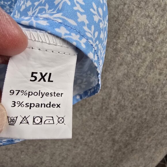 Blue Plus-Size Womens Floral Embroidered Tunic Top 5XL Polyester Blend - Picture 3 of 6